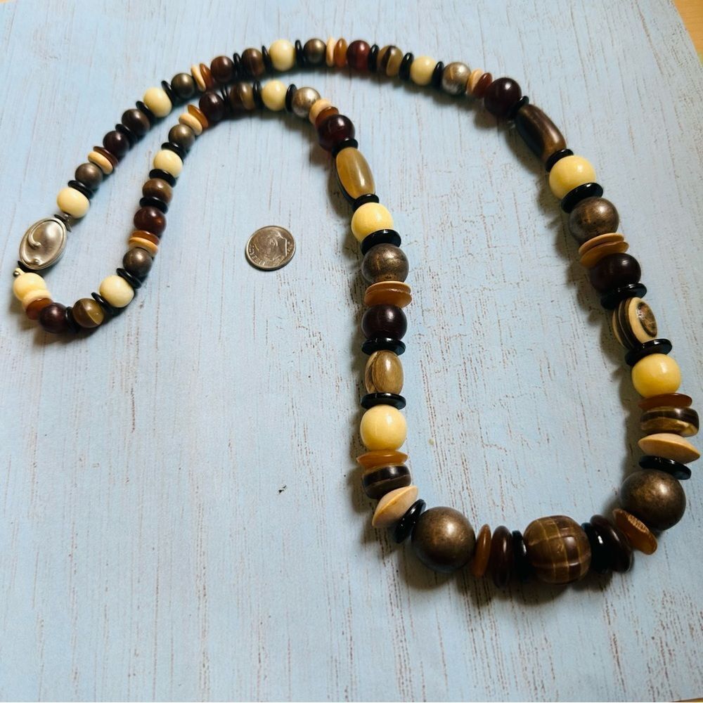 VTG Earth Tones‎ Mixed Media Necklace